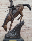 Mountain Man Frederic Remington Native American Indian Bronze Statue Sculpture 21" x 17"