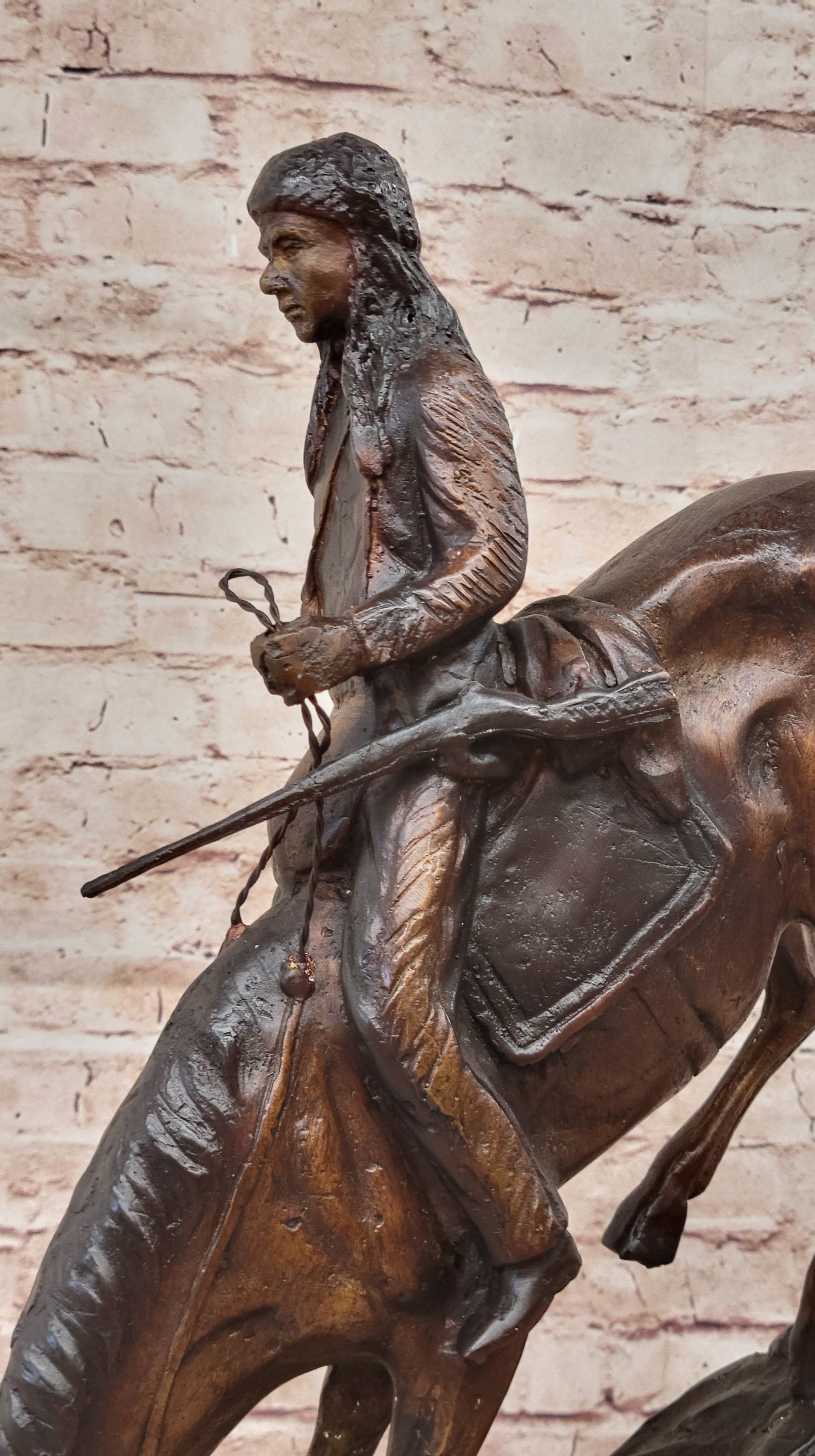 Mountain Man Frederic Remington Native American Indian Bronze Statue Sculpture 21&quot; x 17&quot;