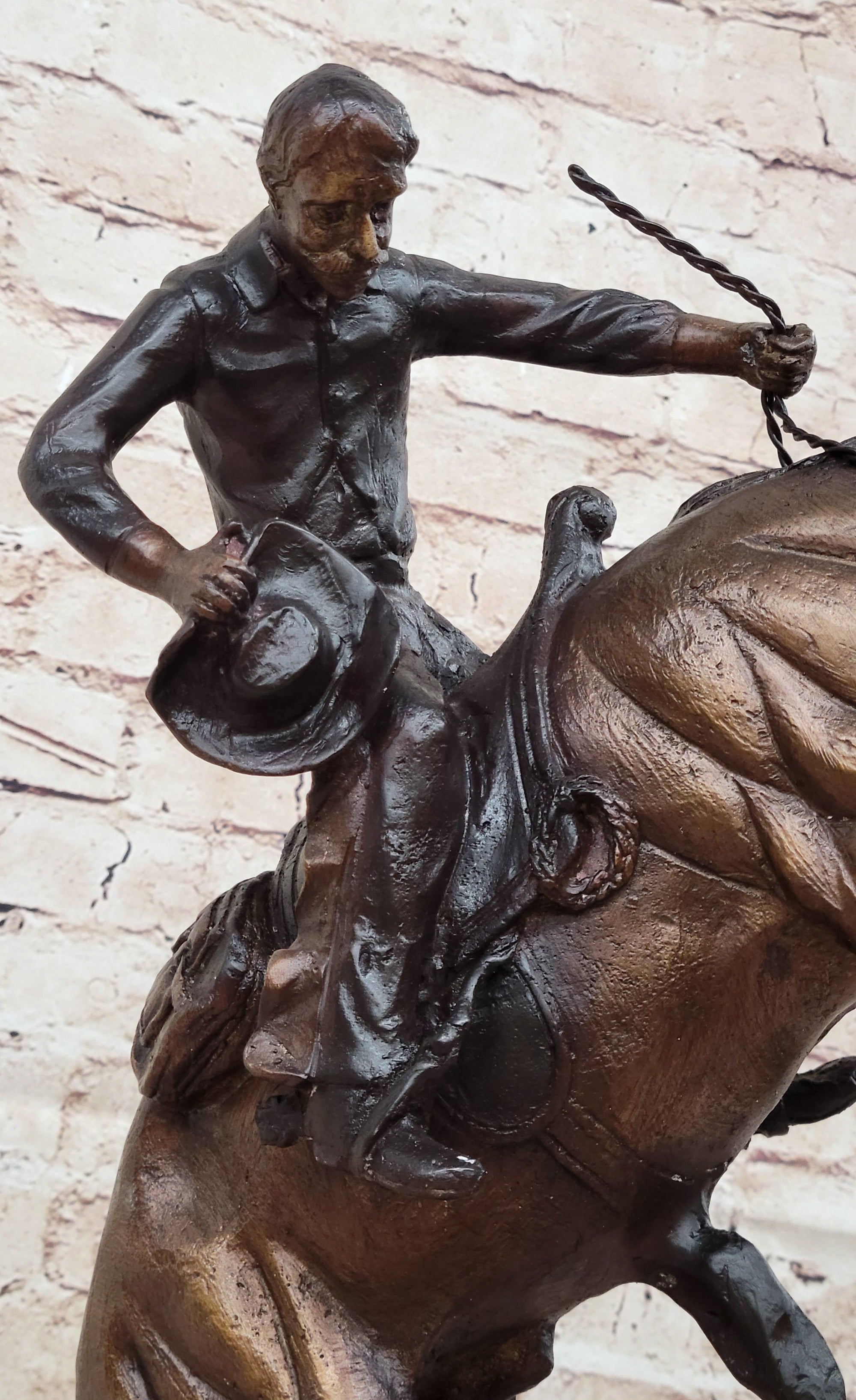 BRONCO TWISTER by Frederic Remington Western Cowboy Bronze Statue Sculpture 20&quot; x 20&quot;