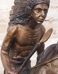 Native American WARRIOR on Horseback by Frederic Remington Bronze Statue Sculpture 18" x 21"