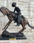 Frederic Remington Cowboy Bronze Statue Sculpture Country Western Art 17" x 21"