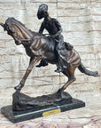 Frederic Remington Cowboy Bronze Statue Sculpture Country Western Art 17" x 21"