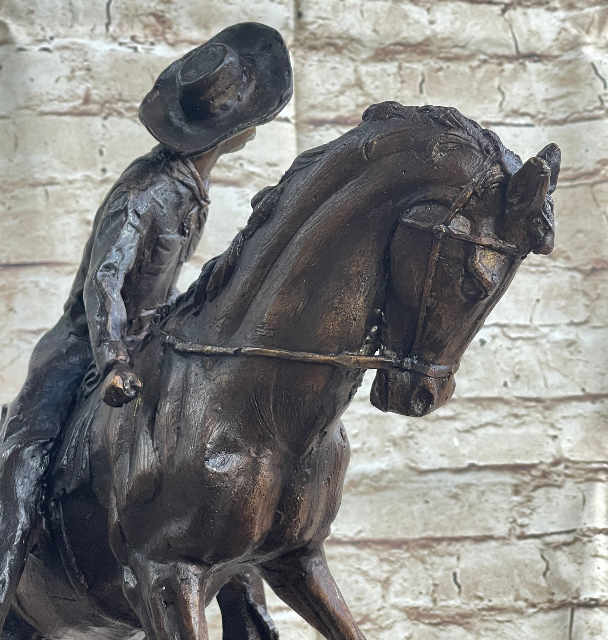 Frederic Remington Cowboy Bronze Statue Sculpture Country Western Art 17&quot; x 21&quot;