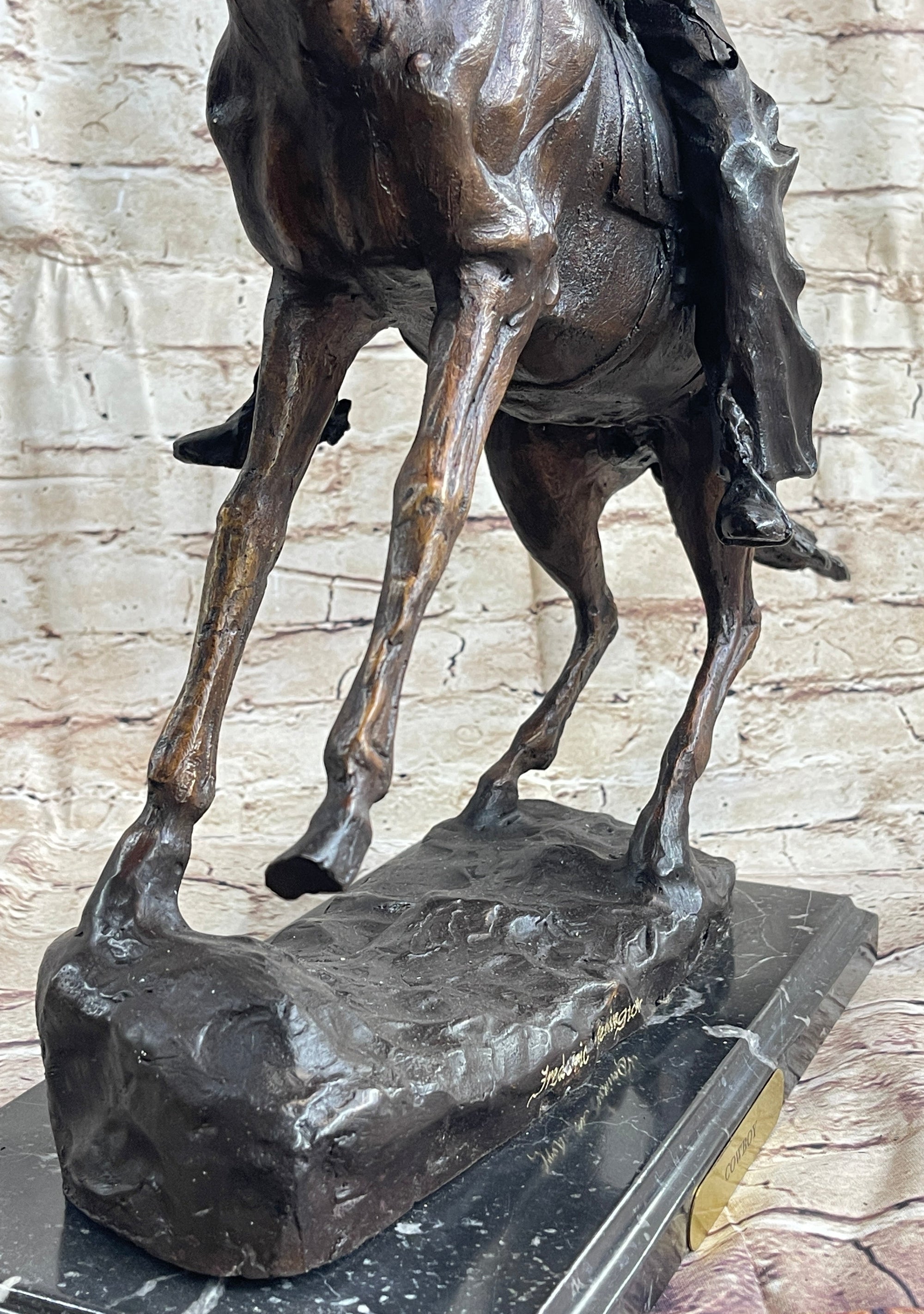 Frederic Remington Cowboy Bronze Statue Sculpture Country Western Art 17&quot; x 21&quot;