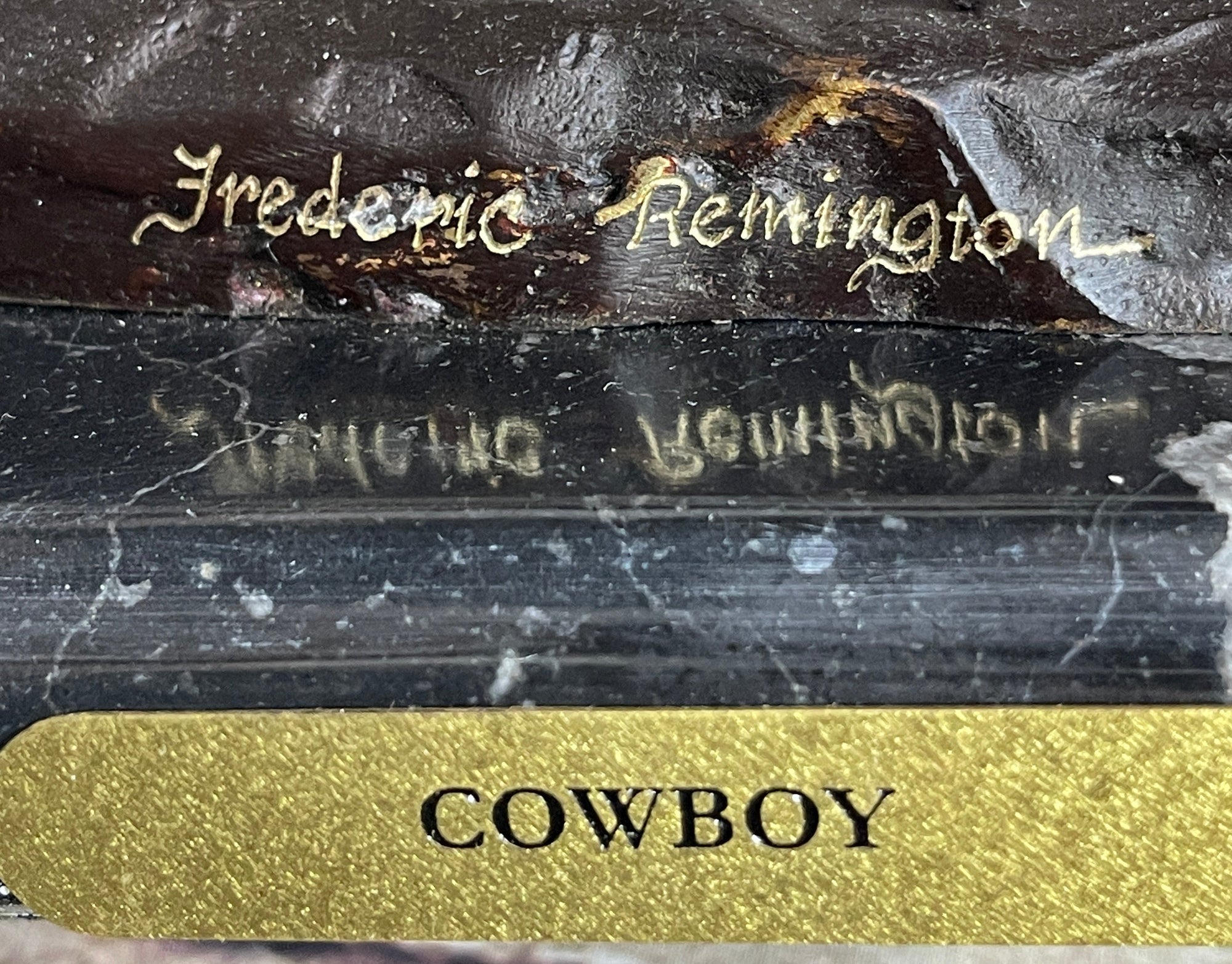 Frederic Remington Cowboy Bronze Statue Sculpture Country Western Art 17&quot; x 21&quot;