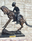 Frederic Remington Cowboy Bronze Statue Sculpture Country Western Art 17" x 21"