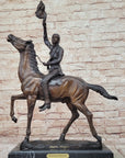 BUFFALO SIGNAL by Frederic Remington Bronze Sculpture Native American Horseback