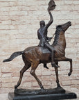 BUFFALO SIGNAL by Frederic Remington Bronze Sculpture Native American Horseback