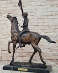 BUFFALO SIGNAL by Frederic Remington Bronze Sculpture Native American Horseback