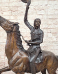 BUFFALO SIGNAL by Frederic Remington Bronze Sculpture Native American Horseback