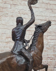BUFFALO SIGNAL by Frederic Remington Bronze Sculpture Native American Horseback