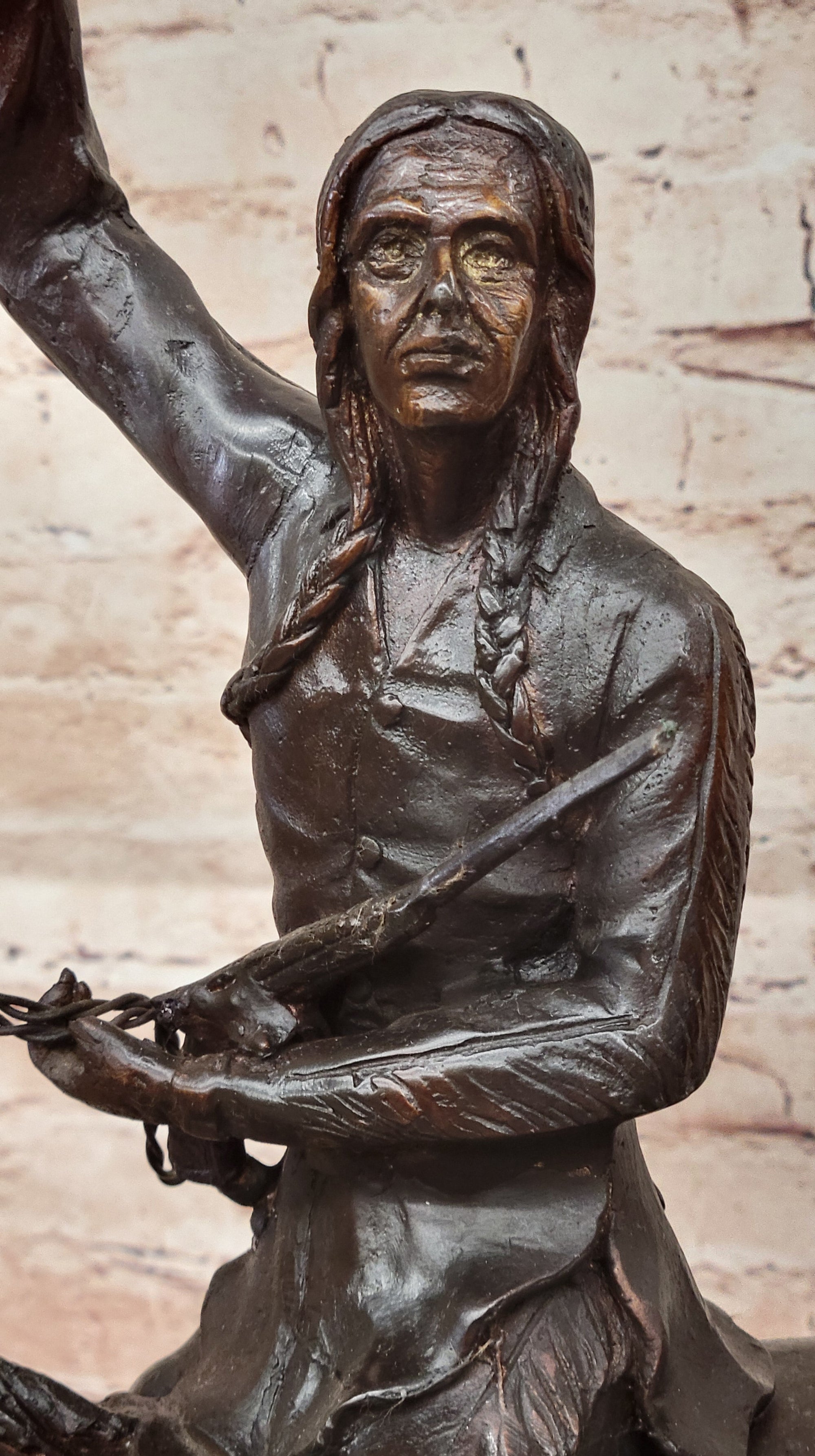BUFFALO SIGNAL by Frederic Remington Bronze Sculpture Native American Horseback
