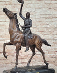 BUFFALO SIGNAL by Frederic Remington Bronze Sculpture Native American Horseback