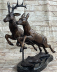 Elk Deer Caribou Buck Stag Wildlife Art Hunting Lodge Camp Bronze Marble Statue