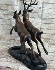Elk Deer Caribou Buck Stag Wildlife Art Hunting Lodge Camp Bronze Marble Statue