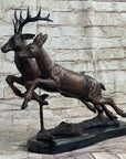 Elk Deer Caribou Buck Stag Wildlife Art Hunting Lodge Camp Bronze Marble Statue