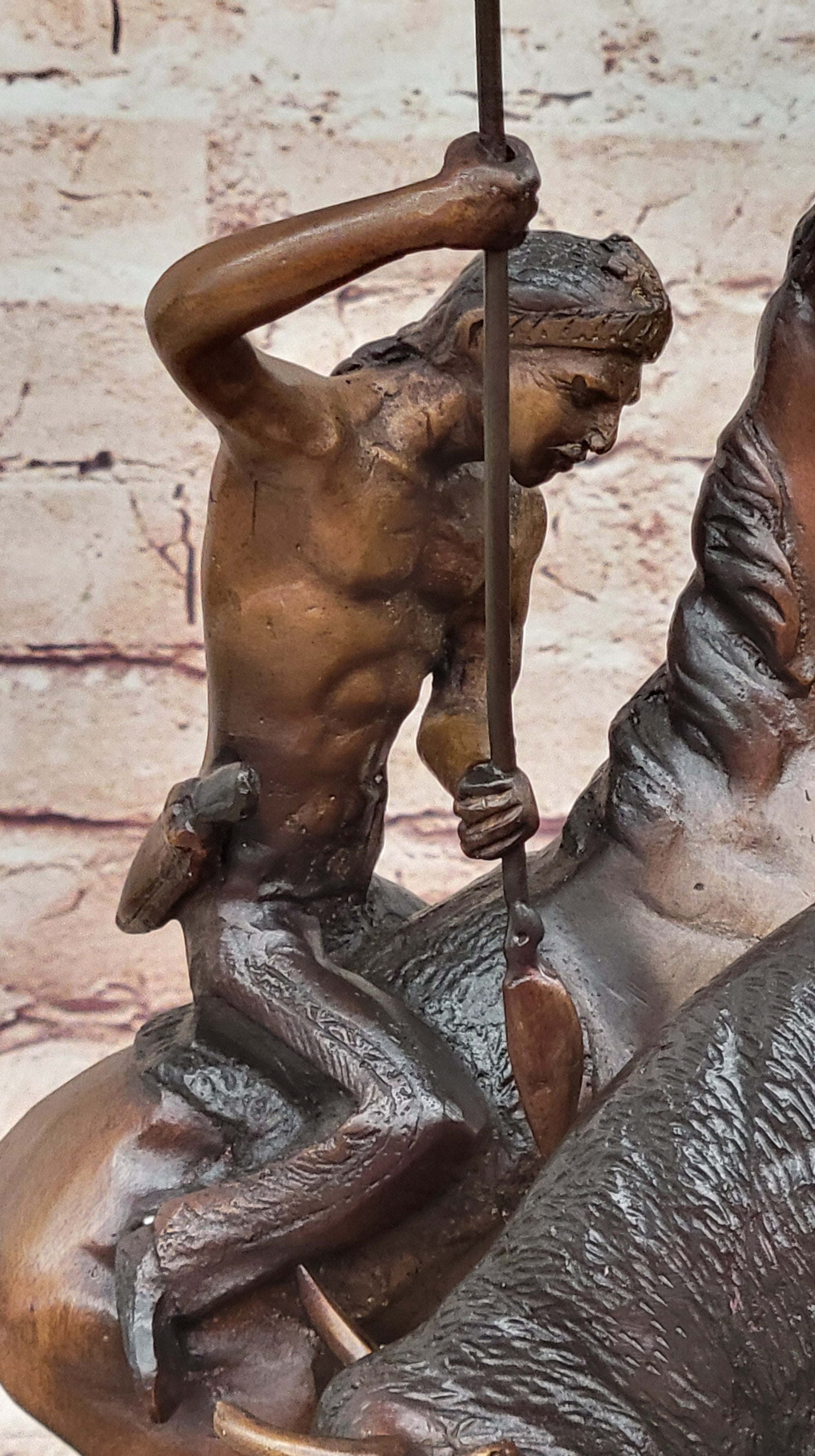 BUFFALO HUNT by Frederic Remington Native American Western Bronze Statue Sculpture 13&quot; x 17&quot;