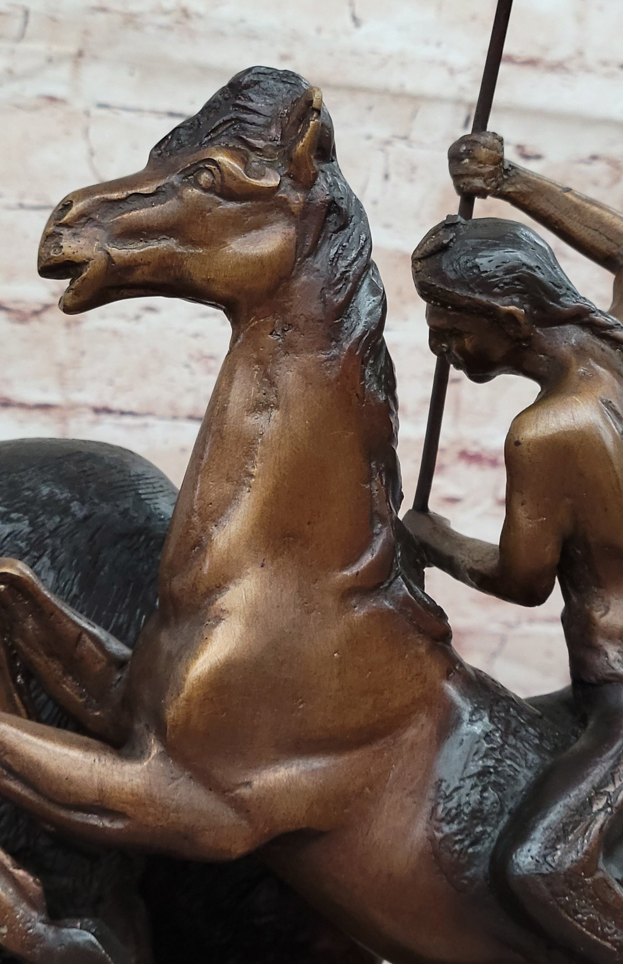 BUFFALO HUNT by Frederic Remington Native American Western Bronze Statue Sculpture 13&quot; x 17&quot;