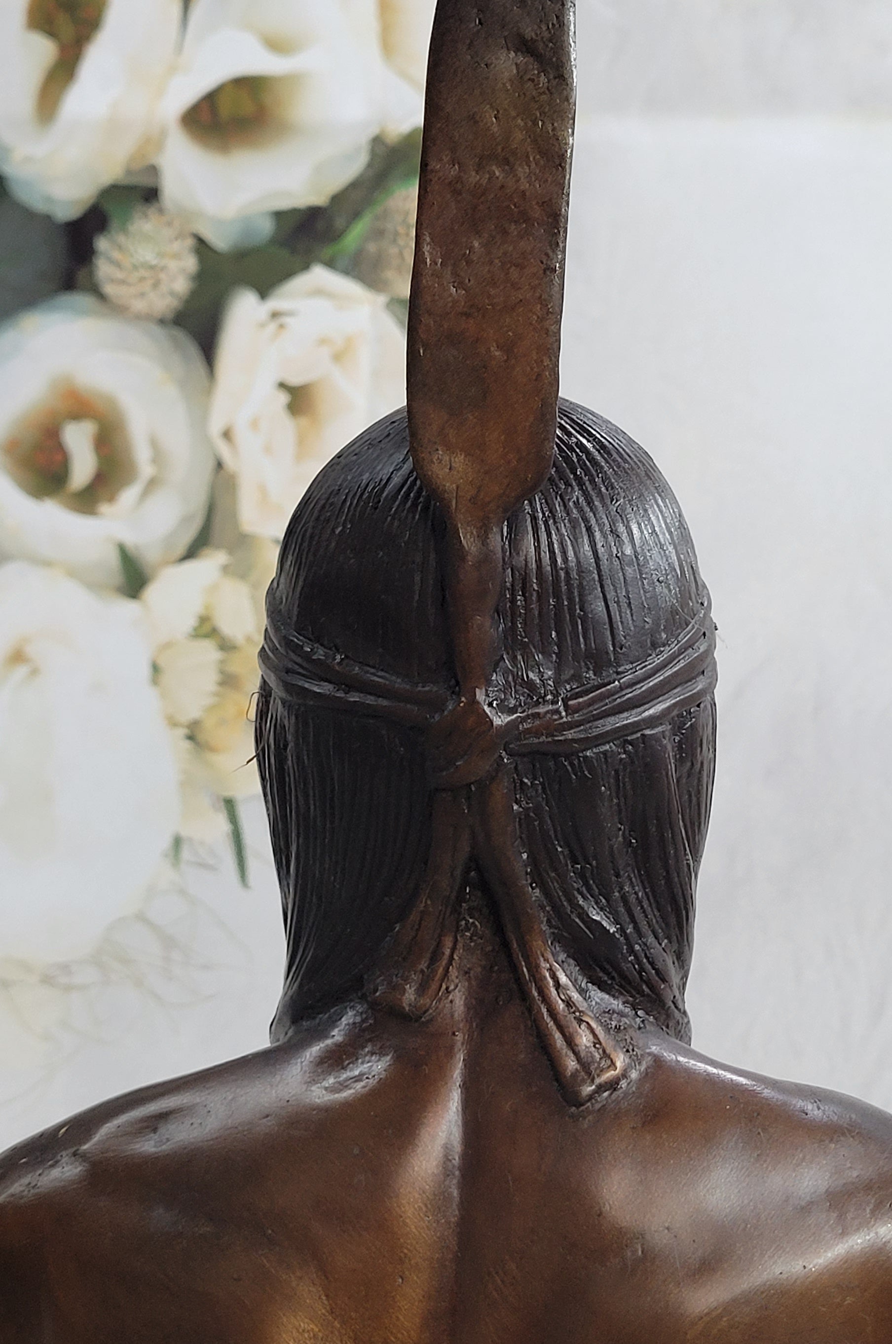 Native American Indian Man Bronze Bust Statue Sculpture Decor 14&quot; x 7&quot;