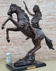 WAR CHIEF Native American Bronze Statue Sculpture Western Art Marble Base 24" x 23"