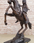 WAR CHIEF Native American Bronze Statue Sculpture Western Art Marble Base 24" x 23"