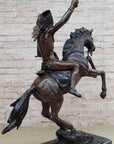 WAR CHIEF Native American Bronze Statue Sculpture Western Art Marble Base 24" x 23"