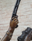 WAR CHIEF Native American Bronze Statue Sculpture Western Art Marble Base 24" x 23"