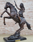 WAR CHIEF Native American Bronze Statue Sculpture Western Art Marble Base 24" x 23"