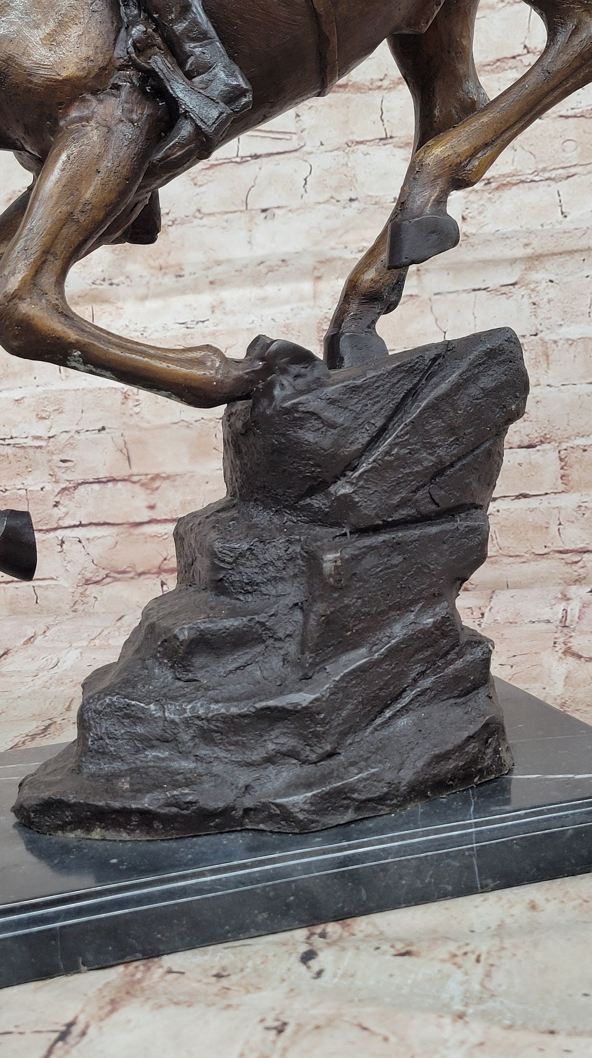 Down Hill by Frederic Remington - Western Americana Bronze Cowboy &amp; Horse Sculpture