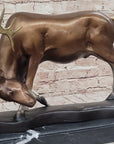 Limited Edition Signed and Numbered Two Stags Deer Fighting Bronze Sculpture