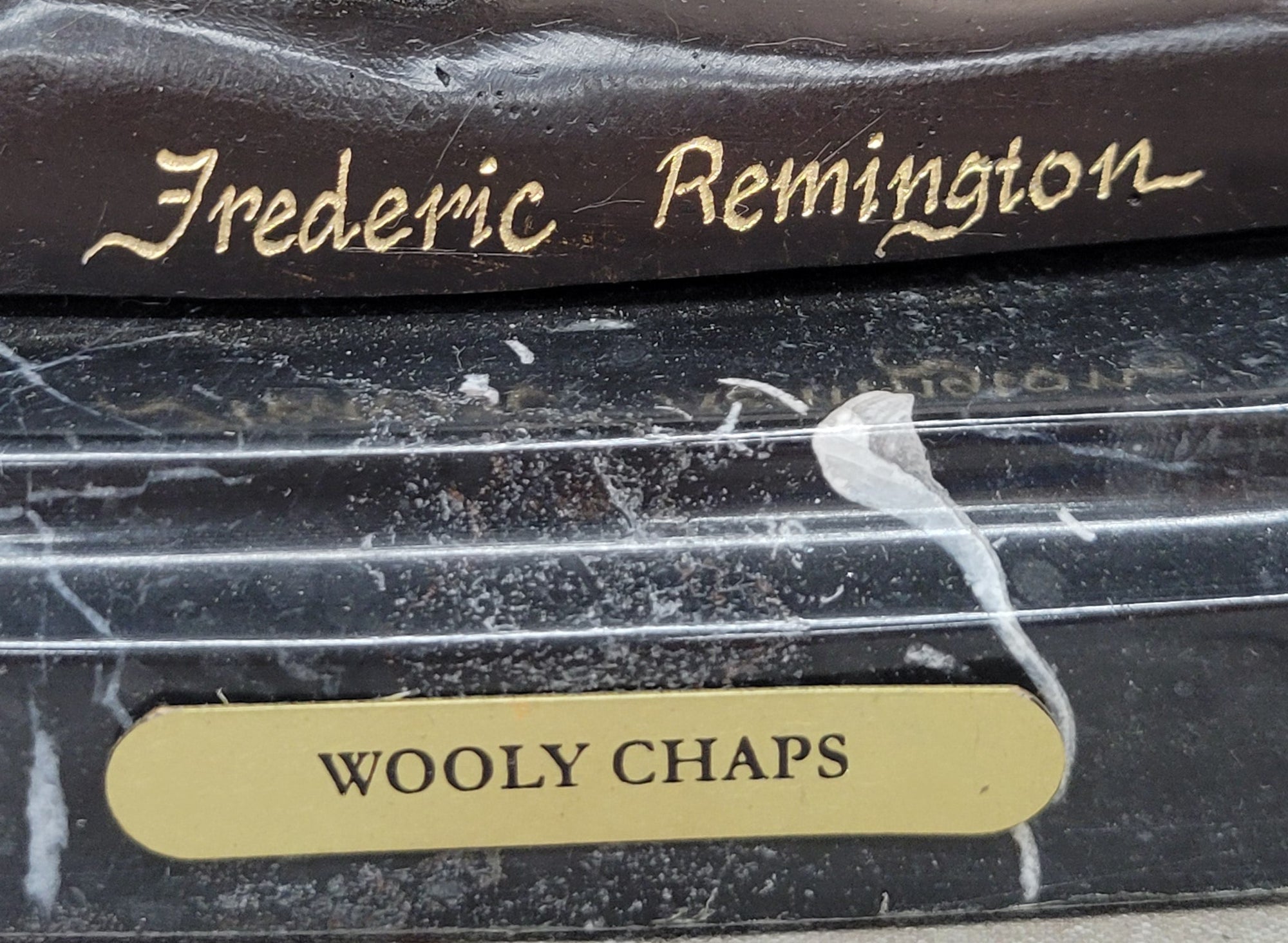 WOOLY CHAPS Frederic Remington Bronze Desktop Statue Sculpture Western 10&quot; x 11&quot;