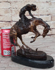 RATTLESNAKE Frederic Remington Bronze on Marble Desktop Statue Sculpture 9" x 8"
