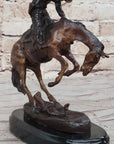 RATTLESNAKE Frederic Remington Bronze on Marble Desktop Statue Sculpture 9" x 8"