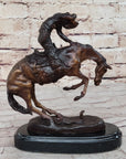 RATTLESNAKE Frederic Remington Bronze on Marble Desktop Statue Sculpture 9" x 8"