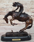 RATTLESNAKE Frederic Remington Bronze on Marble Desktop Statue Sculpture 9" x 8"