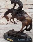 RATTLESNAKE Frederic Remington Bronze on Marble Desktop Statue Sculpture 9" x 8"