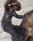 RATTLESNAKE Frederic Remington Bronze on Marble Desktop Statue Sculpture 9" x 8"