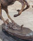 RATTLESNAKE Frederic Remington Bronze on Marble Desktop Statue Sculpture 9" x 8"