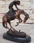 RATTLESNAKE Frederic Remington Bronze on Marble Desktop Statue Sculpture 9" x 8"