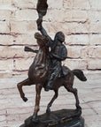 BUFFALO SIGNAL Frederic Remington Bronze Desktop Statue Sculpture Western 13" x 9"