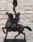 BUFFALO SIGNAL Frederic Remington Bronze Desktop Statue Sculpture Western 13" x 9"