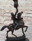 BUFFALO SIGNAL Frederic Remington Bronze Desktop Statue Sculpture Western 13" x 9"