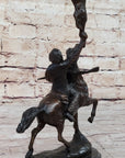BUFFALO SIGNAL Frederic Remington Bronze Desktop Statue Sculpture Western 13" x 9"