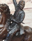 BUFFALO SIGNAL Frederic Remington Bronze Desktop Statue Sculpture Western 13" x 9"