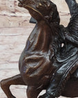 BUFFALO SIGNAL Frederic Remington Bronze Desktop Statue Sculpture Western 13" x 9"