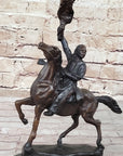 BUFFALO SIGNAL Frederic Remington Bronze Desktop Statue Sculpture Western 13" x 9"