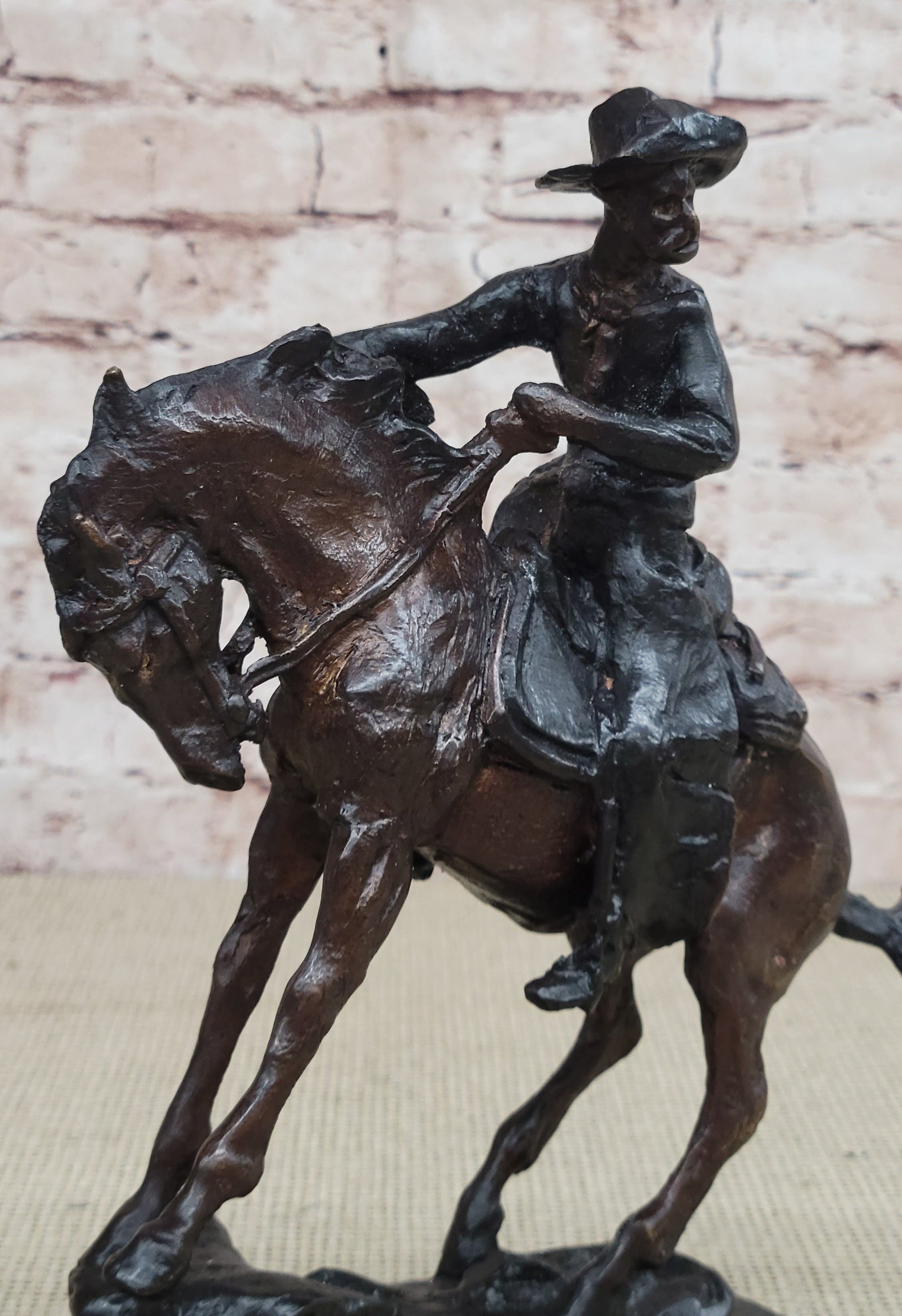 PEACE Frederic Remington Bronze Desktop Statue Sculpture Western Cowboy 10&quot; x 10&quot;