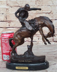 BRONCO TWISTER Frederic Remington Cowboy Bronze Statue Sculpture Western 10" x 10"