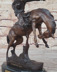BRONCO TWISTER Frederic Remington Cowboy Bronze Statue Sculpture Western 10" x 10"