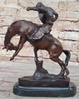 BRONCO TWISTER Frederic Remington Cowboy Bronze Statue Sculpture Western 10" x 10"